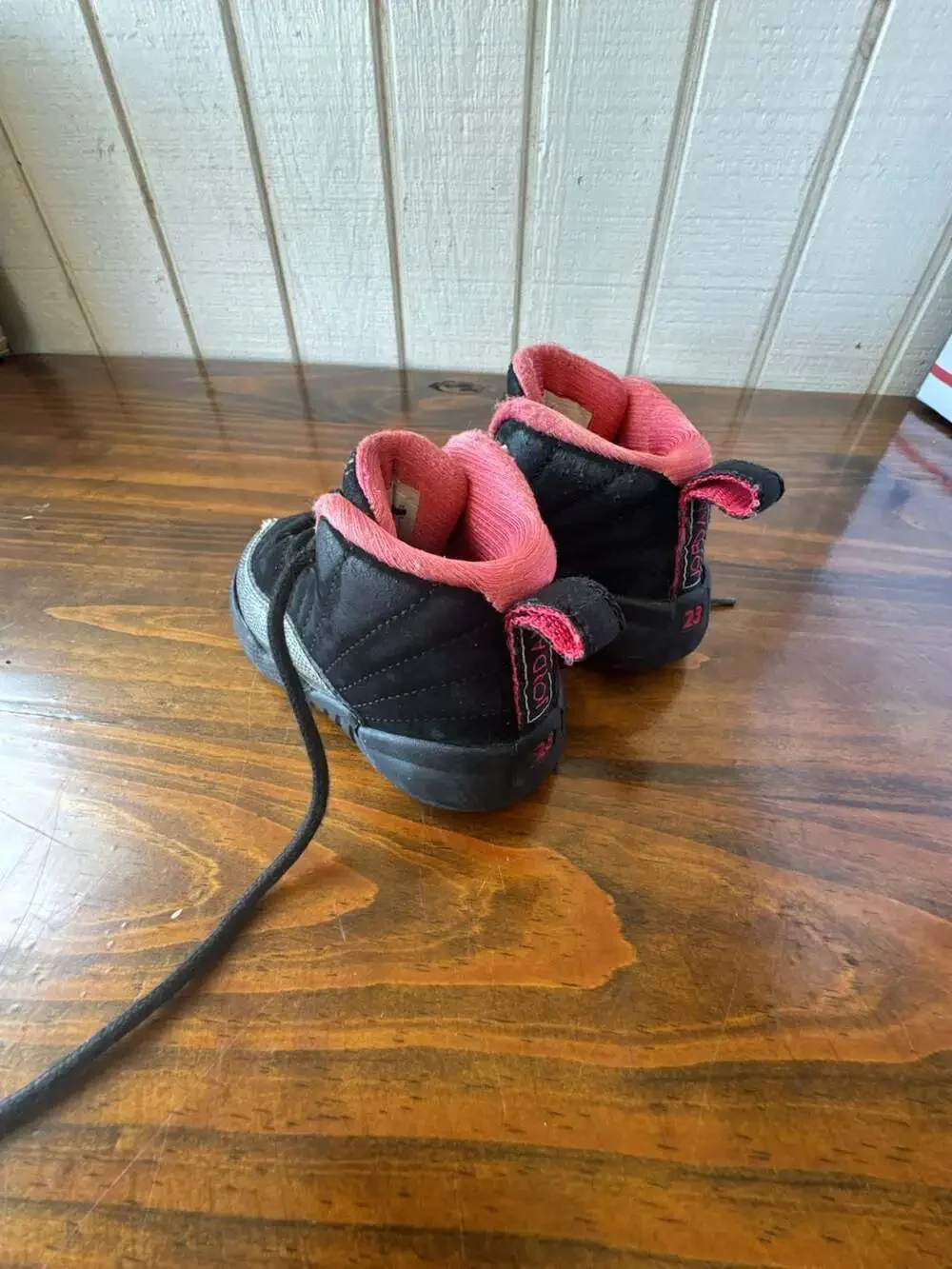 Nike Air Jordan 12 Retro TD Black Siren Pink and Black Infant Toddler Sneakers